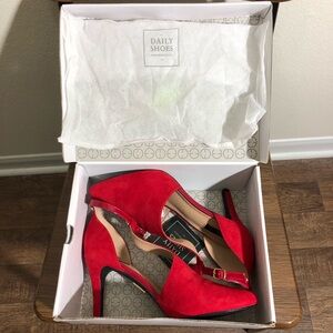 Daily Shoes San Francisco Red Suede Heels Women Shoes Size 10 Party-01